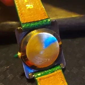 Gorgeous super rare Gucci green enamel watch, original, 80s manual wind w/ case! Gucci | Accessories | Gorgeous Super Rare Gucci Green Enamel  main image 2